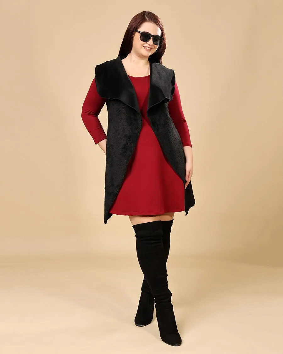 Solid Winter Sleeveless Reversible Cover Up