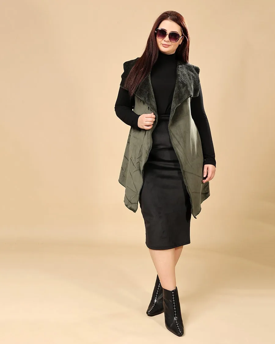 Solid Winter Sleeveless Reversible Cover Up