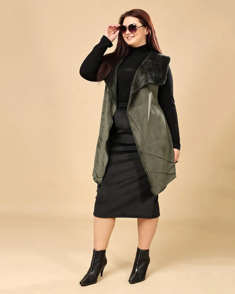 Solid Winter Sleeveless Reversible Cover Up