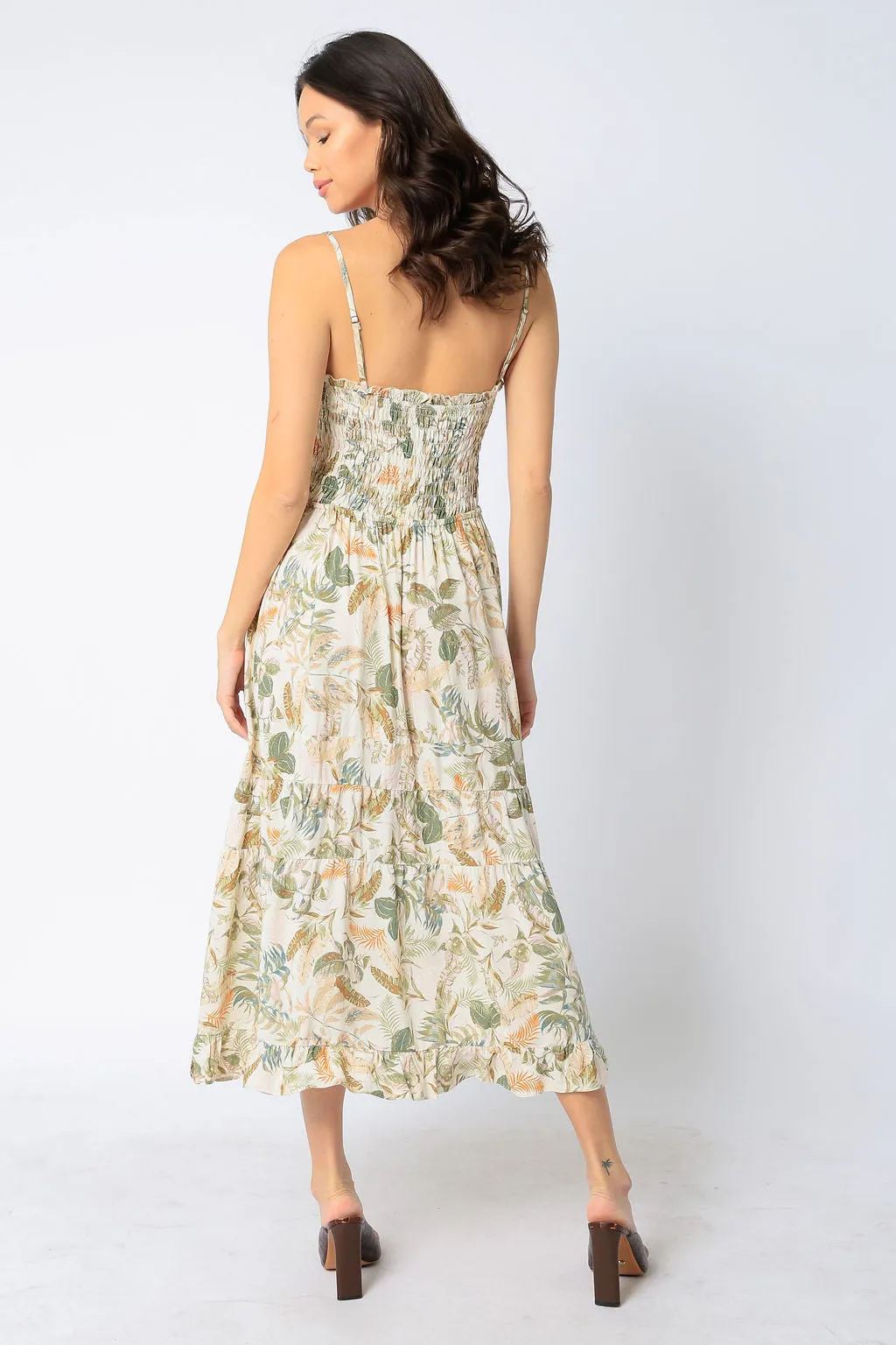 Spaghetti Strap Midi Floral Dress