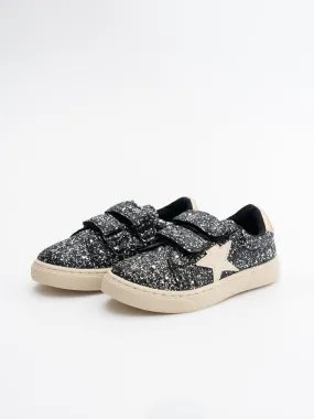 Sparkly Black Velcro Sneakers