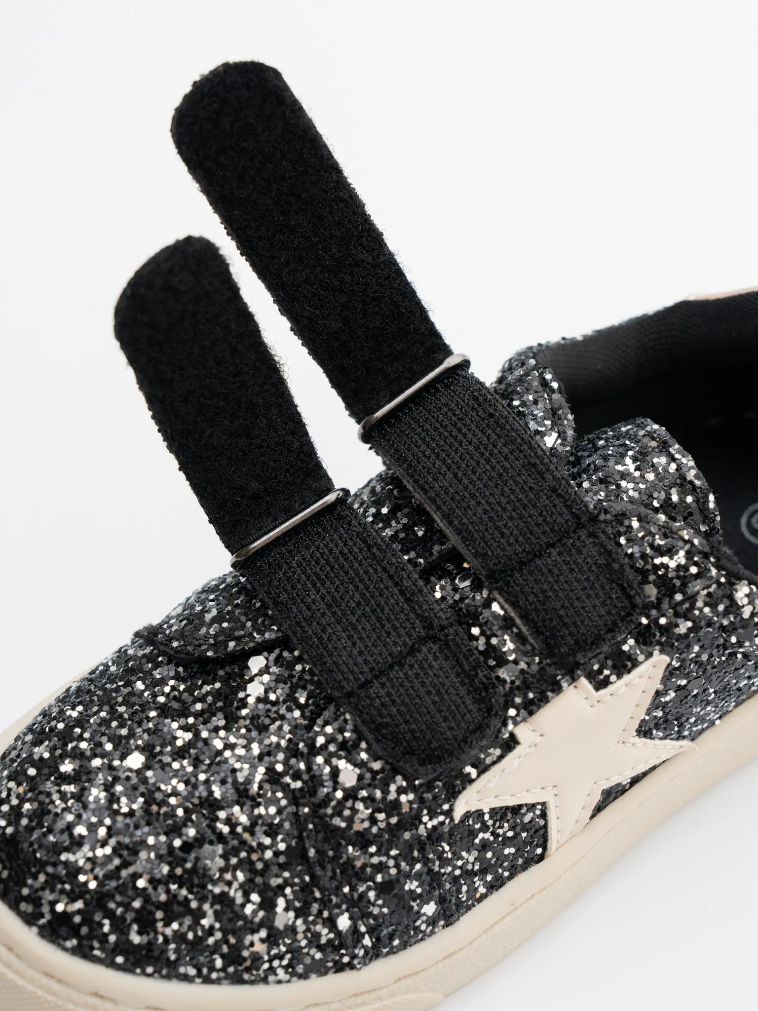 Sparkly Black Velcro Sneakers