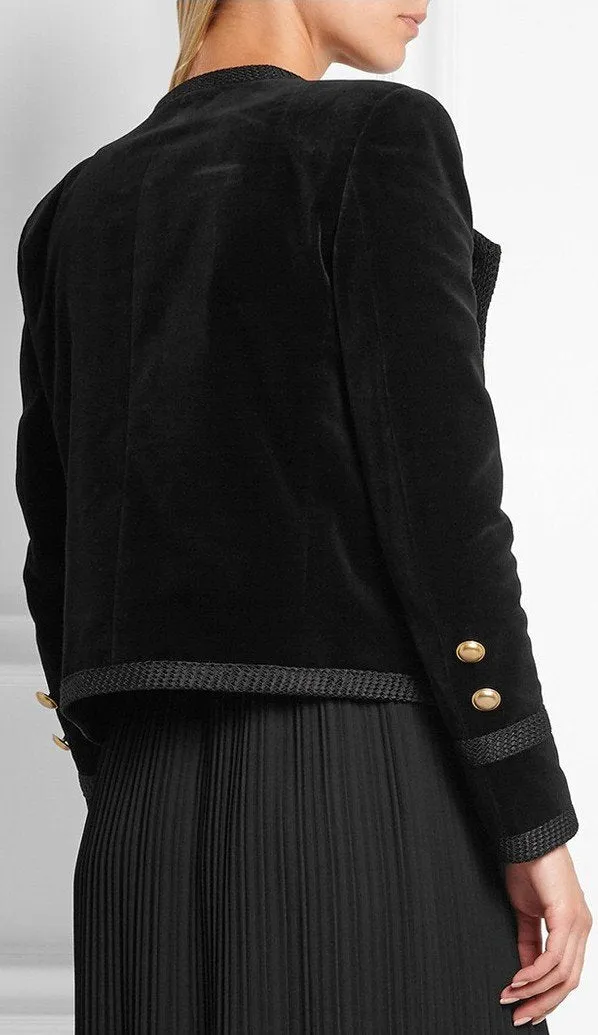 'Spencer' Jacket in Black Cotton Velour