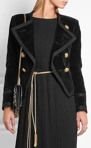 'Spencer' Jacket in Black Cotton Velour