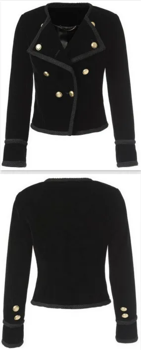 'Spencer' Jacket in Black Cotton Velour