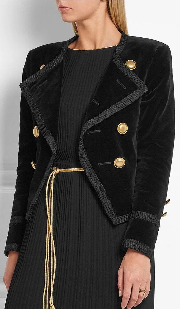 'Spencer' Jacket in Black Cotton Velour