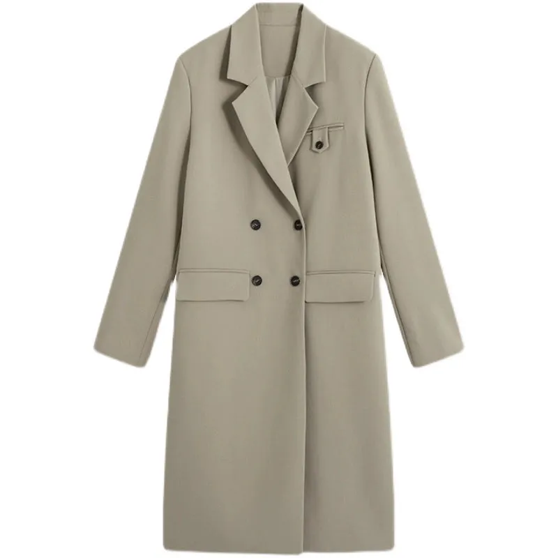 Spring Loose Mid Length Long Length Trench Coat Outwear