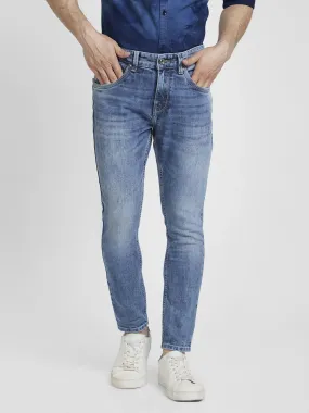 Spykar Men Mid Blue Cotton Slim Fit Tapered Length Highly Distressed Mid Rise Jeans - (Kano)