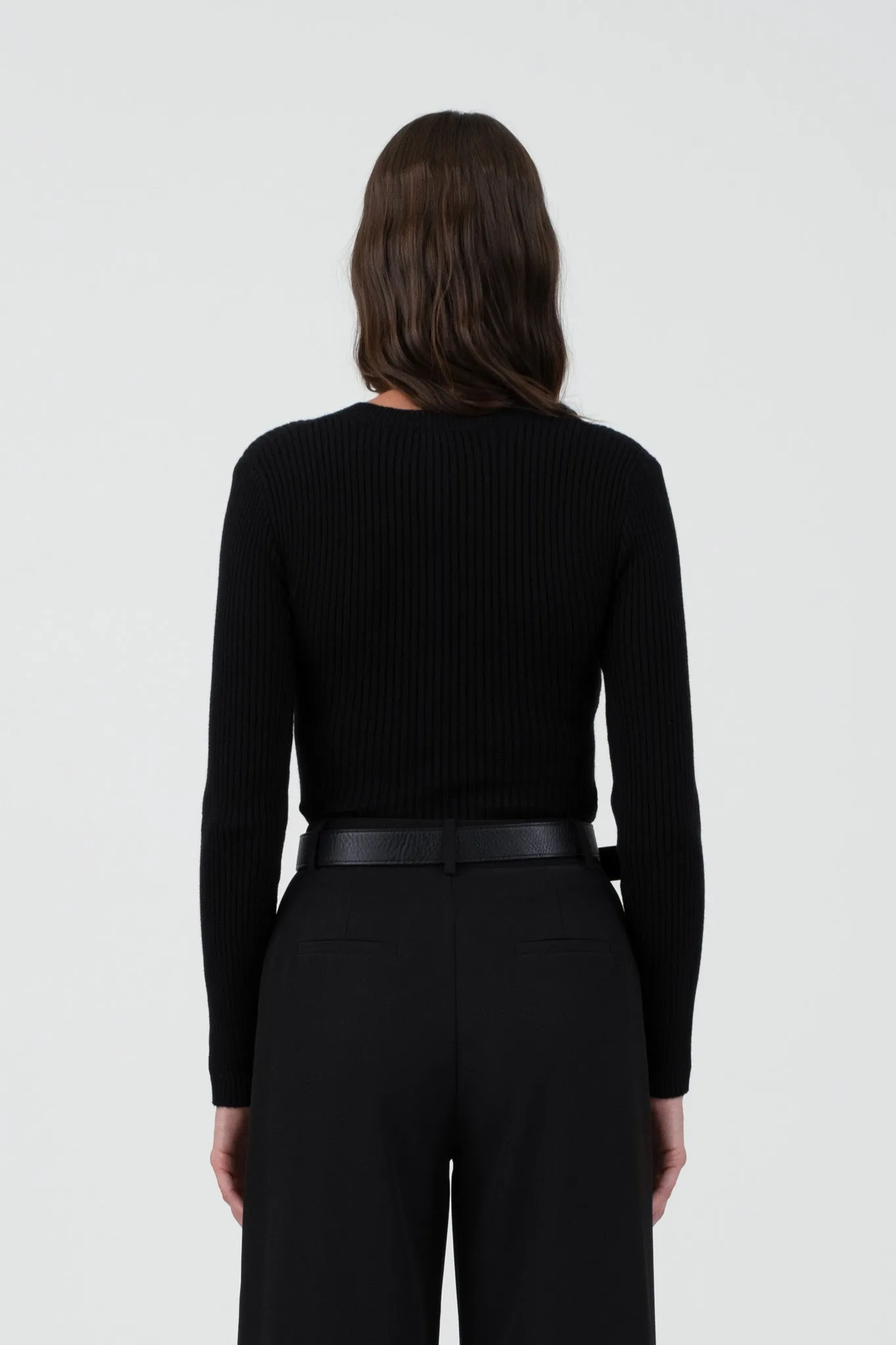 SQUARE NECK LONG SLEEVE CABLE KNIT SWEATER