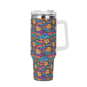 Squish Stars 40oz Stainless Steel Tumbler Gift With White Handle and Straw