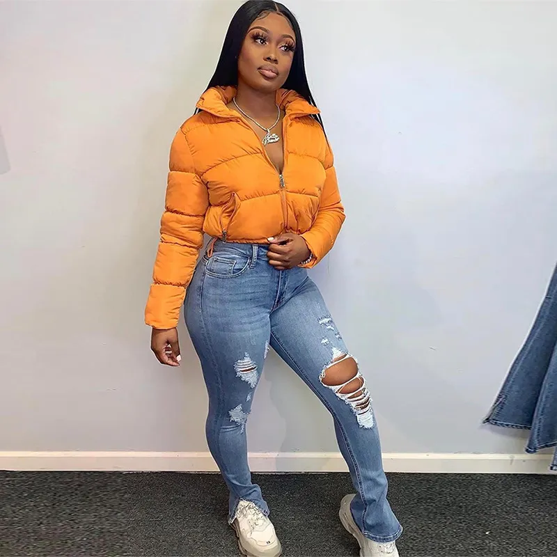 Stand Collar Long Sleeve Puffer Jacket