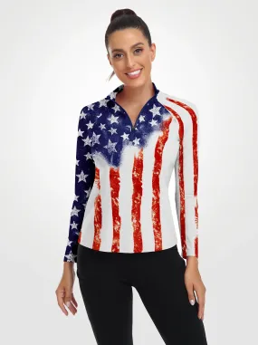 Star and Strip Quarterzip Long-sleeve Shirt for Women