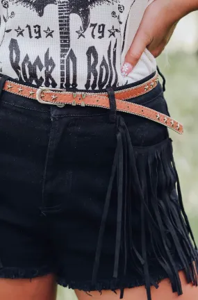 Star Girl Skinny Belt - Brown