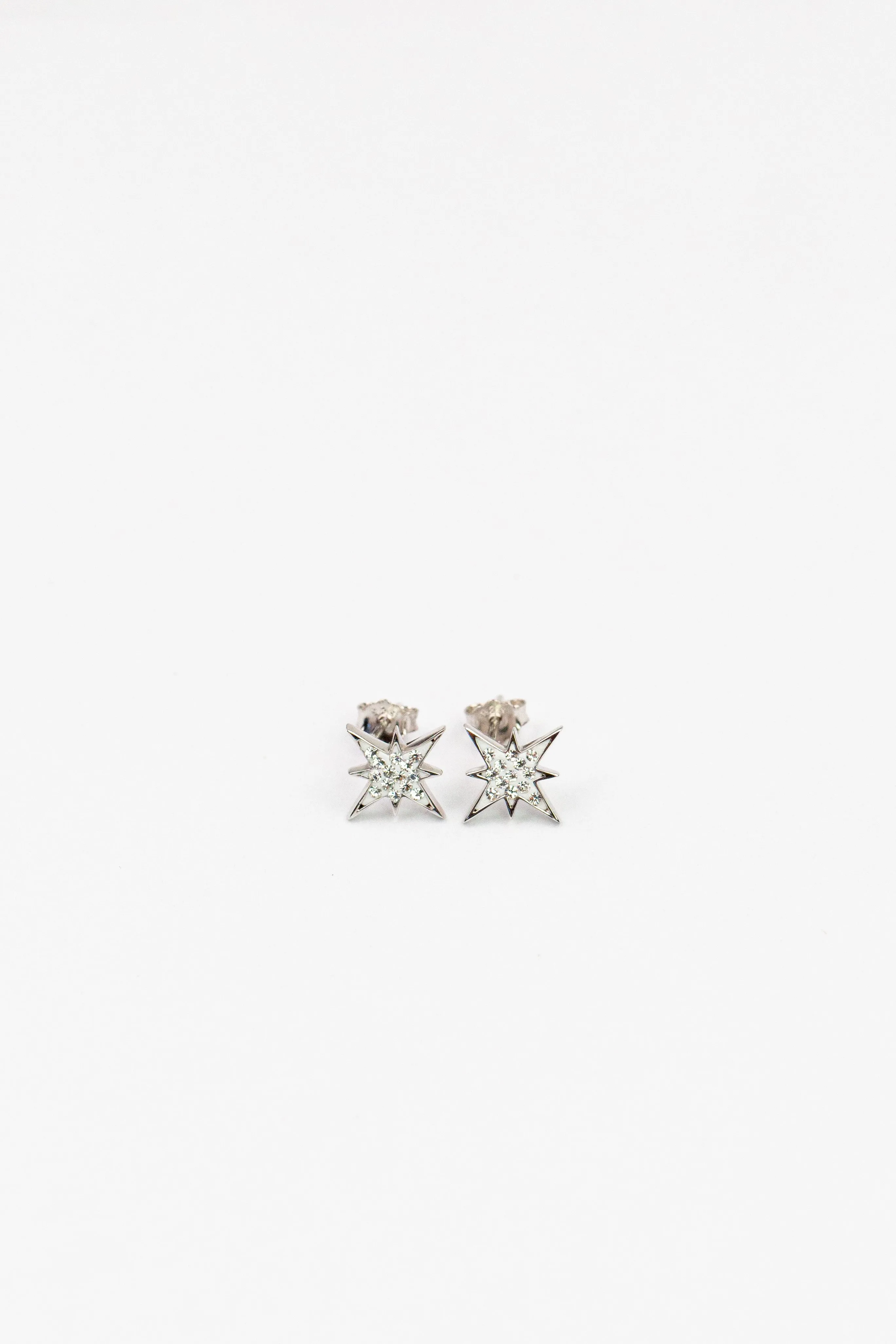 Starburst Clear Crystal Sterling Silver Stud Earrings