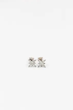 Starburst Clear Crystal Sterling Silver Stud Earrings