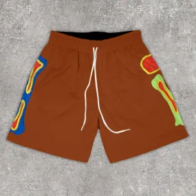 Statement bone print track shorts
