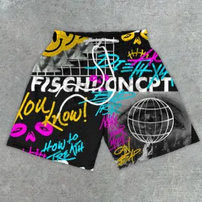 Statement street print track shorts