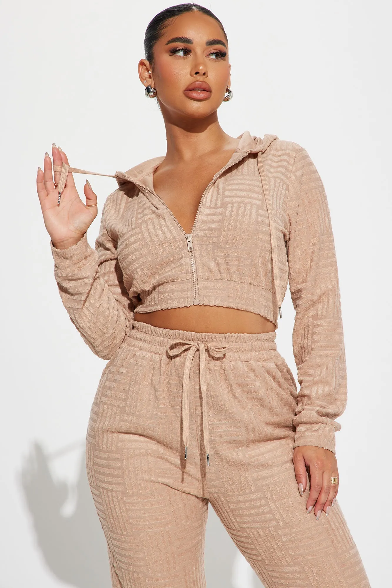 Stay Focused French Terry Jogger Set - Taupe