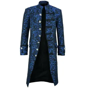 Steampunk Men Coat Jacquard Trench Coat Men Vintage Medieval Gothic Mens Long Coat Halloween Cosplay Prince Trench Coats Men 5XL