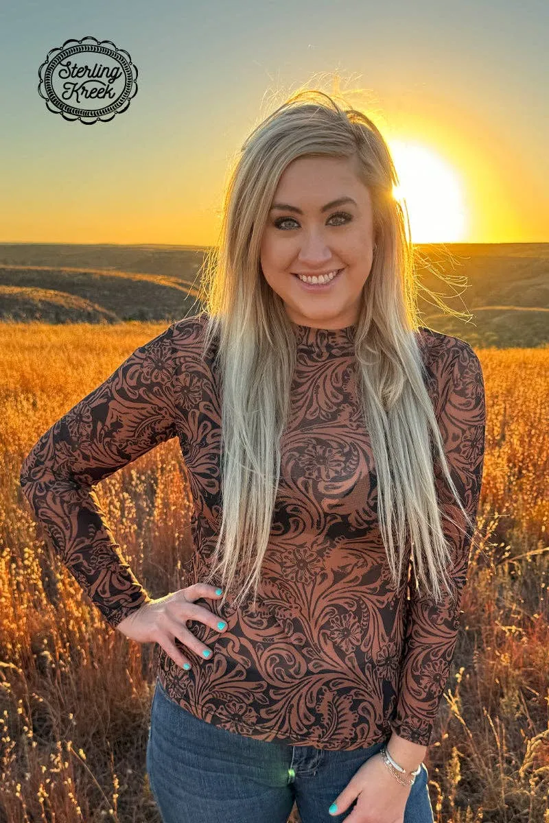 Sterling Creek Country Roads Leather Mesh Top