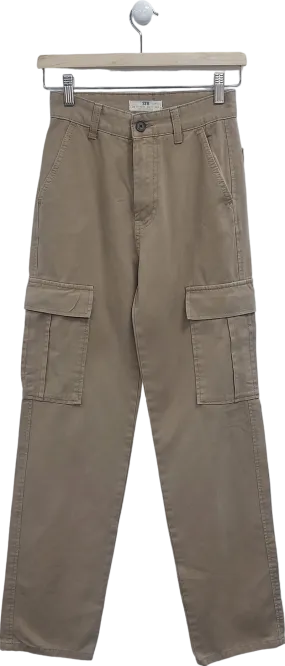 Stradivarius Beige Straight Leg Cargo Trousers In Stone UK 6