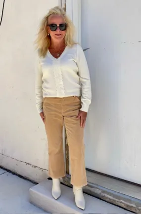 STRETCH CORDUROY STRAIGHT LEG PANTS-GOLD