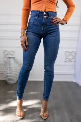 Stretch V Detail Skinny Jeans