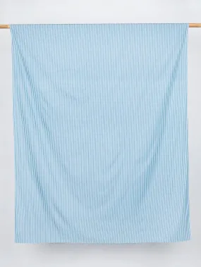 Stripe Cotton Poplin Shirting - Teal   White - Swatch