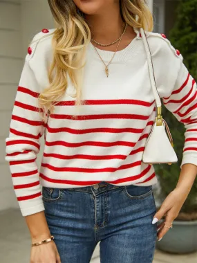 Stripe Knitted Cozy Long Sleeve Pullover Sweater