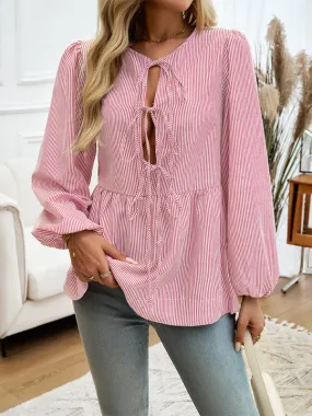 Stripe Tie-Up Blouse for Transitioning Seasons