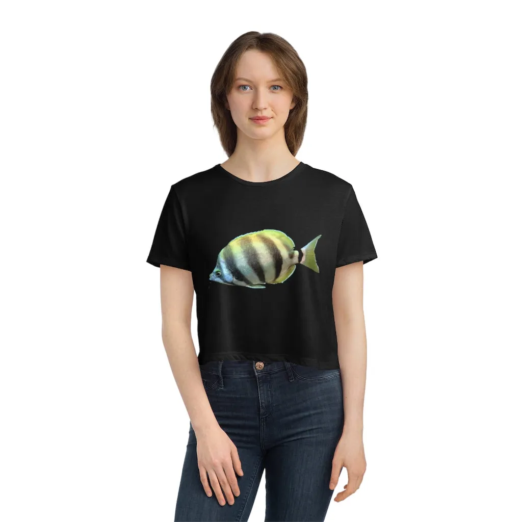 Striped Fish Women's Flowy Cropped Tee