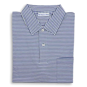 Striped Jersey Polo with Self Collar