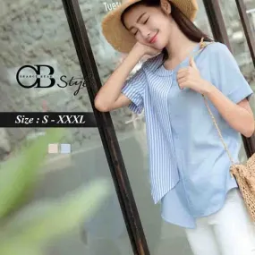STRIPED LAYERED PLEATED TOPS
