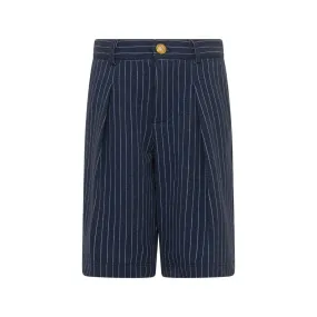 Striped Pleated Tailored Shorts