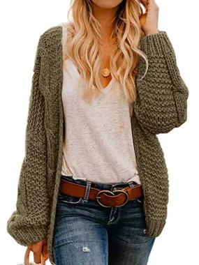 Stunncal Chunky Knit Twist Slouchy Knit Cardigan