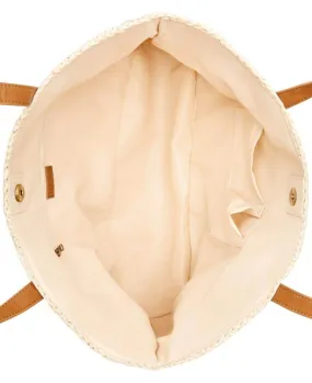 Style & Co. Womens Flag Tote Shopper Beach Bag Beige Large