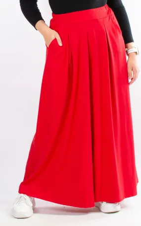 Sue Wide Leg Trousers | Red