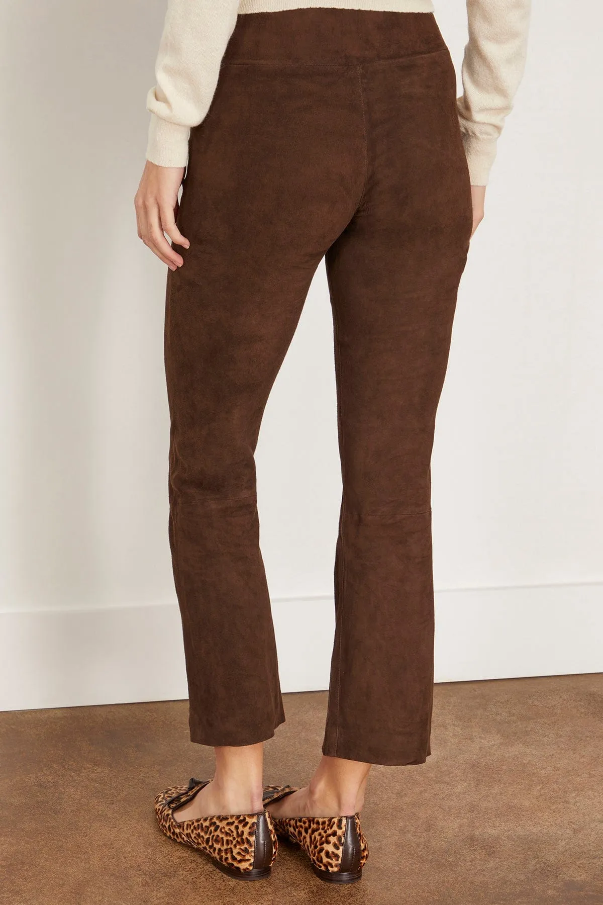 Suede Crop Flare Pant in Americano