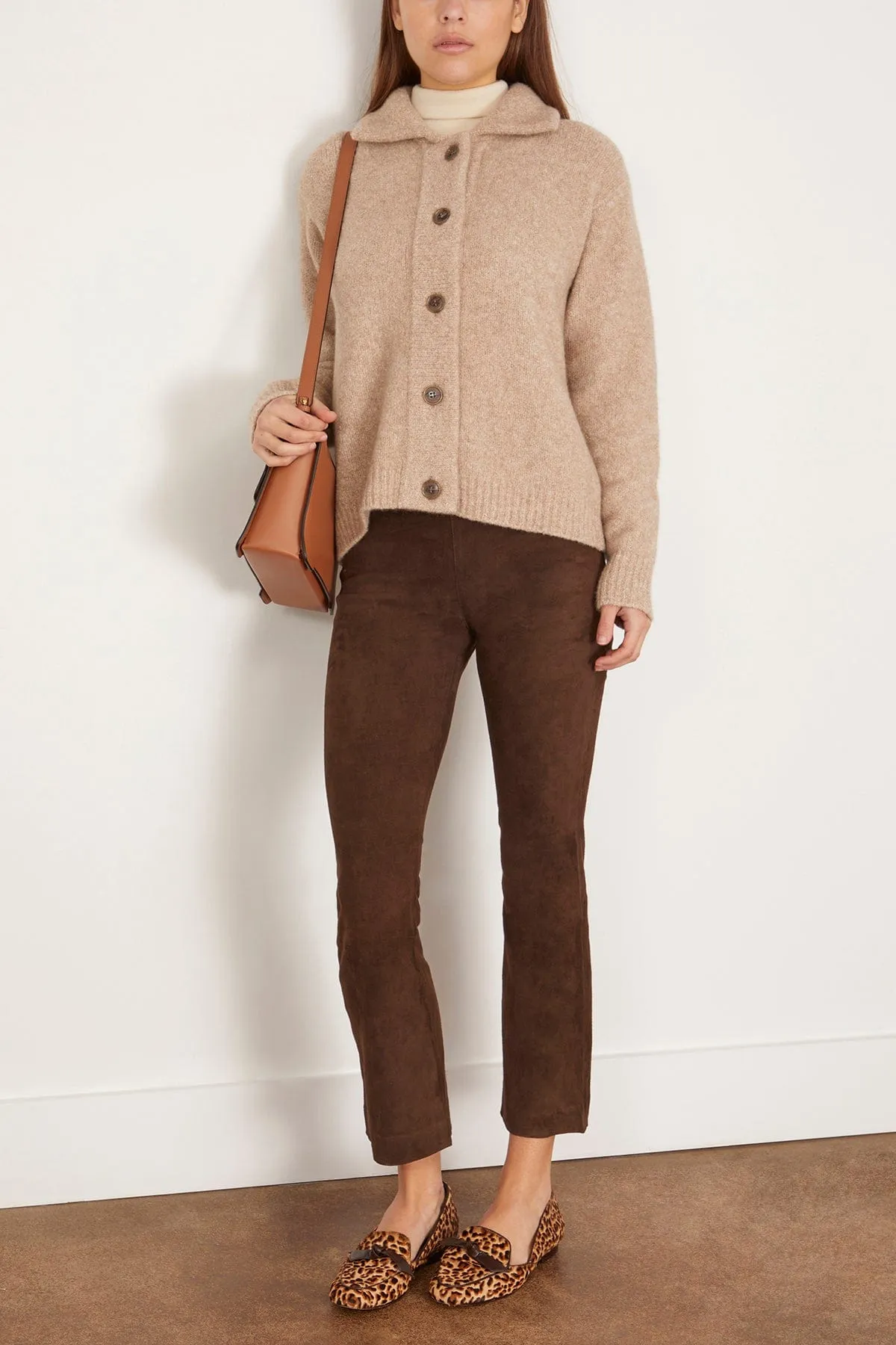 Suede Crop Flare Pant in Americano