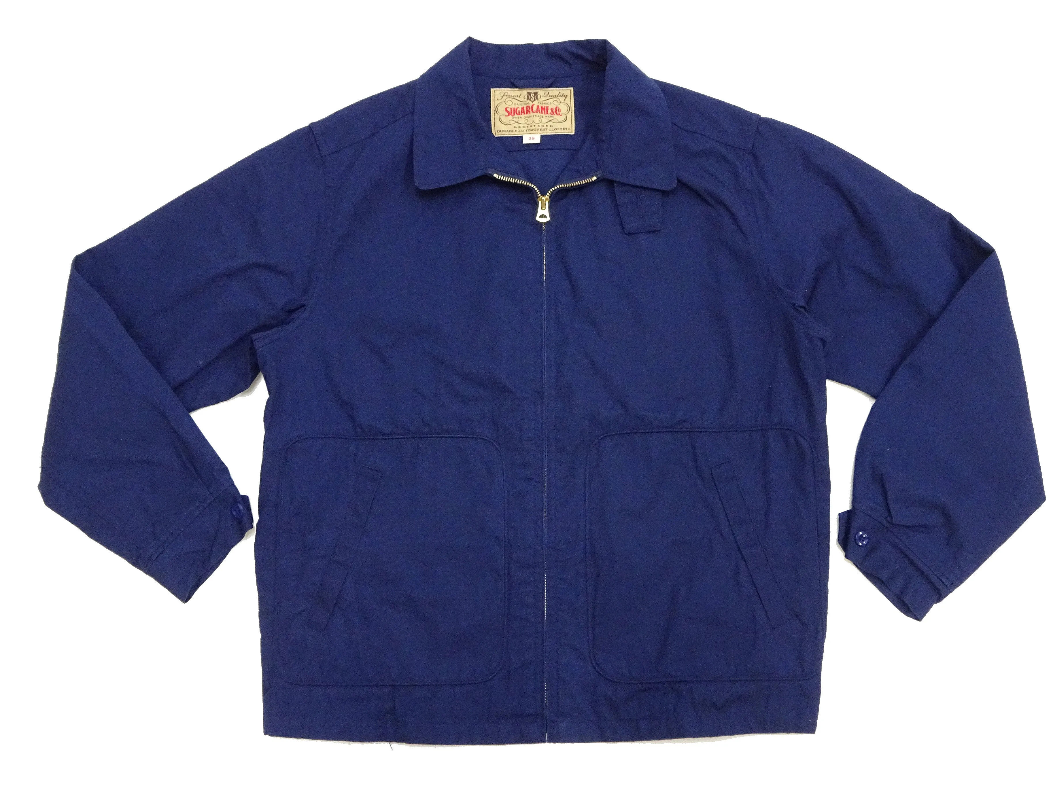 Sugar Cane Jacket Men's Casual 1950s Style Lightweight Unlined Cotton Jacket SC15293 128 Navy-Blue