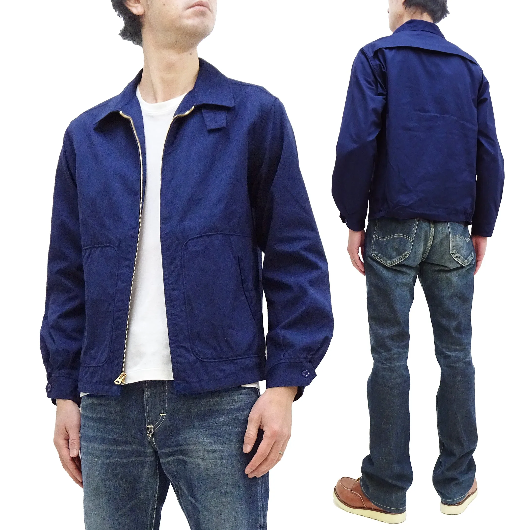 Sugar Cane Jacket Men's Casual 1950s Style Lightweight Unlined Cotton Jacket SC15293 128 Navy-Blue