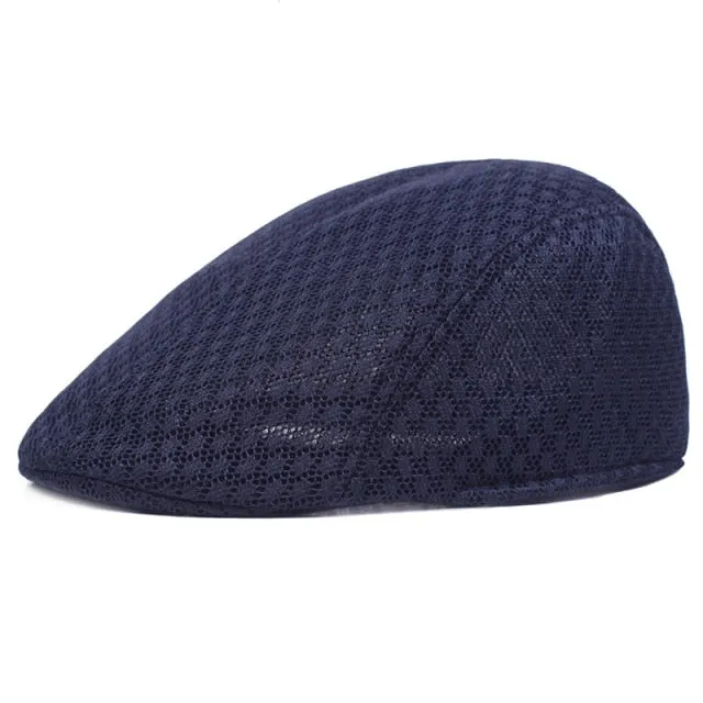 Summer Men Women Casual Beret Hat Fashion Breathable Mesh Flat Cap Newsboy Style Beret Hats  Adjustable Adjustable Caps Gorras