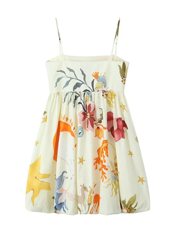 Summer Print Cami Dress with Empire Swing Silhouette