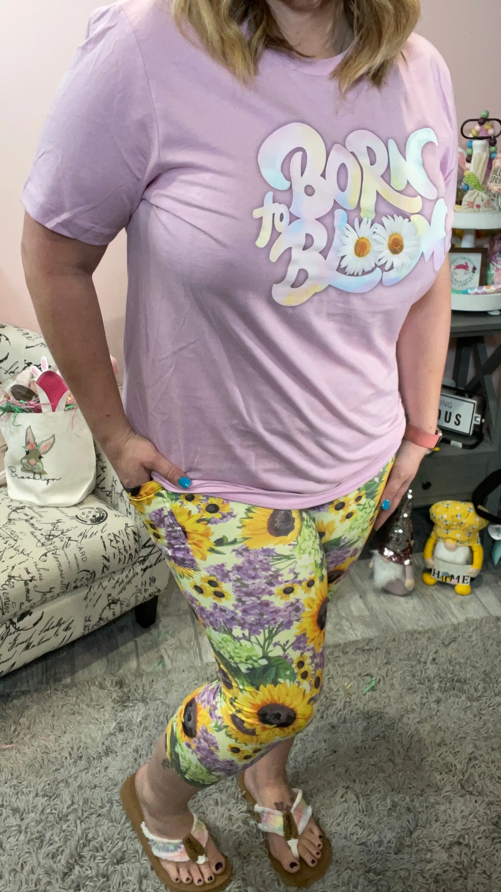 Sunflower Field Capri Legging with Pockets