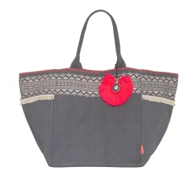 Sunuva Womens Tassel Beach Bag Grey