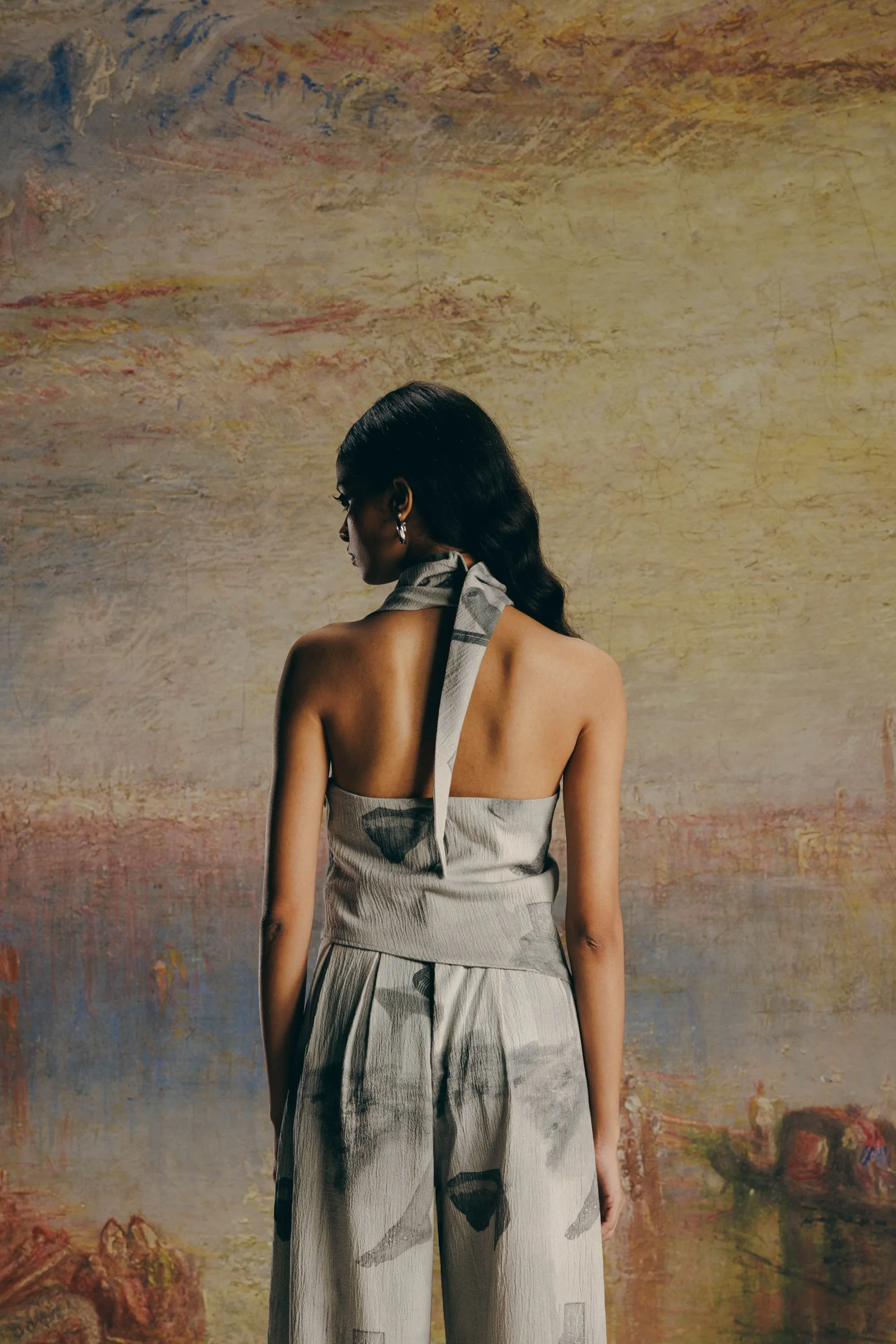 Surrealist Crepe Draped Top