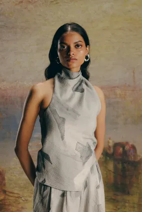 Surrealist Crepe Draped Top