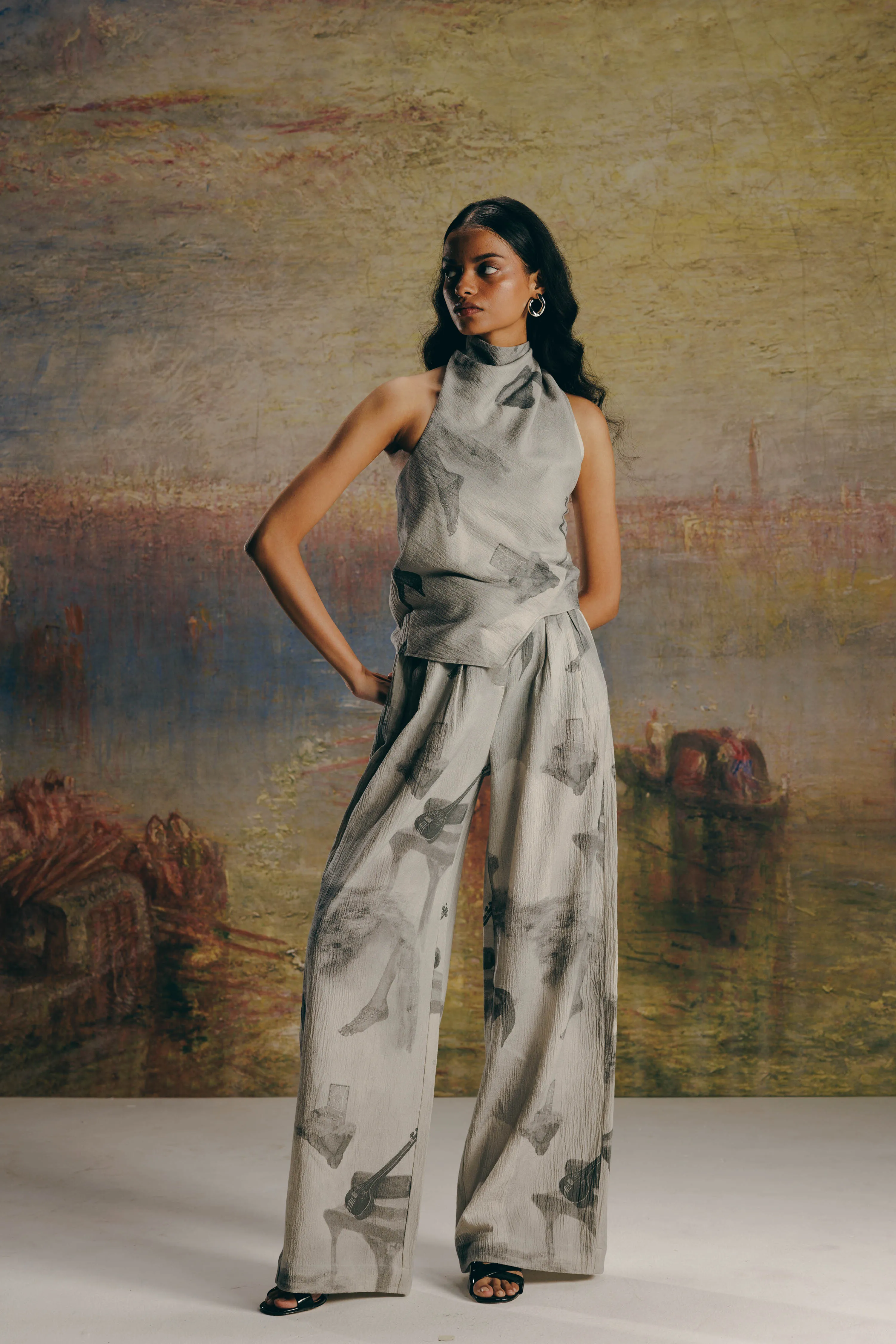 Surrealist Crepe Draped Top