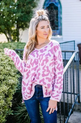 Sweet On You Mauve Leopard Sweater