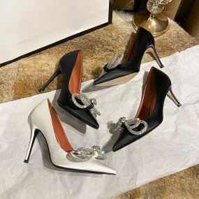 Sweet Rhinestone Bow Knot Pump Heels